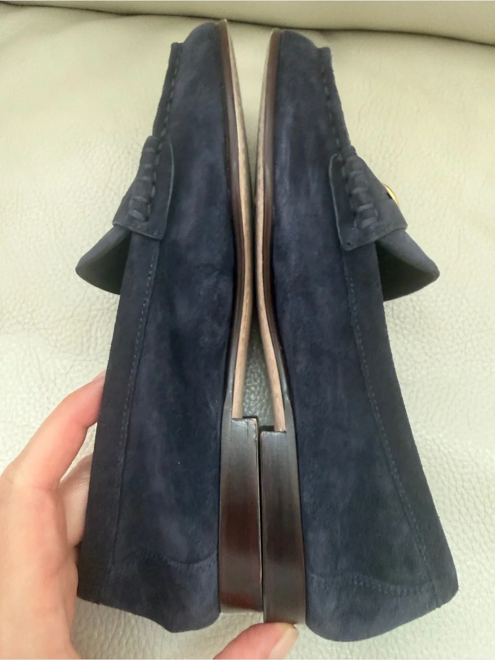 Veronica Beard woman’s Penny  Navy Suede Penny Loafers